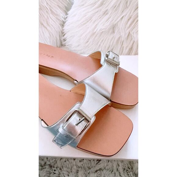 BY FAR Sam buckled metallic leather slides size 38 - Picture 2 of 7